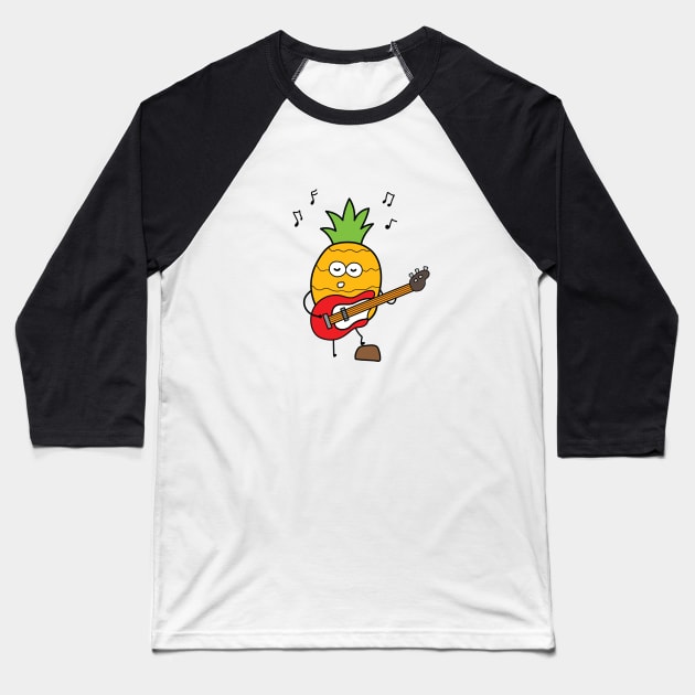 funny pineapple playing guitar Baseball T-Shirt by wordspotrayal